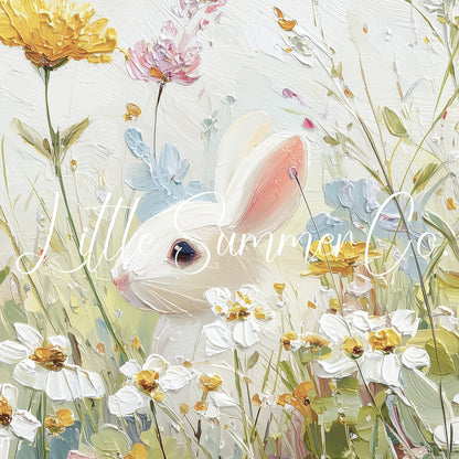 White Bunny Peeking Frame TV Art displayed on a TV