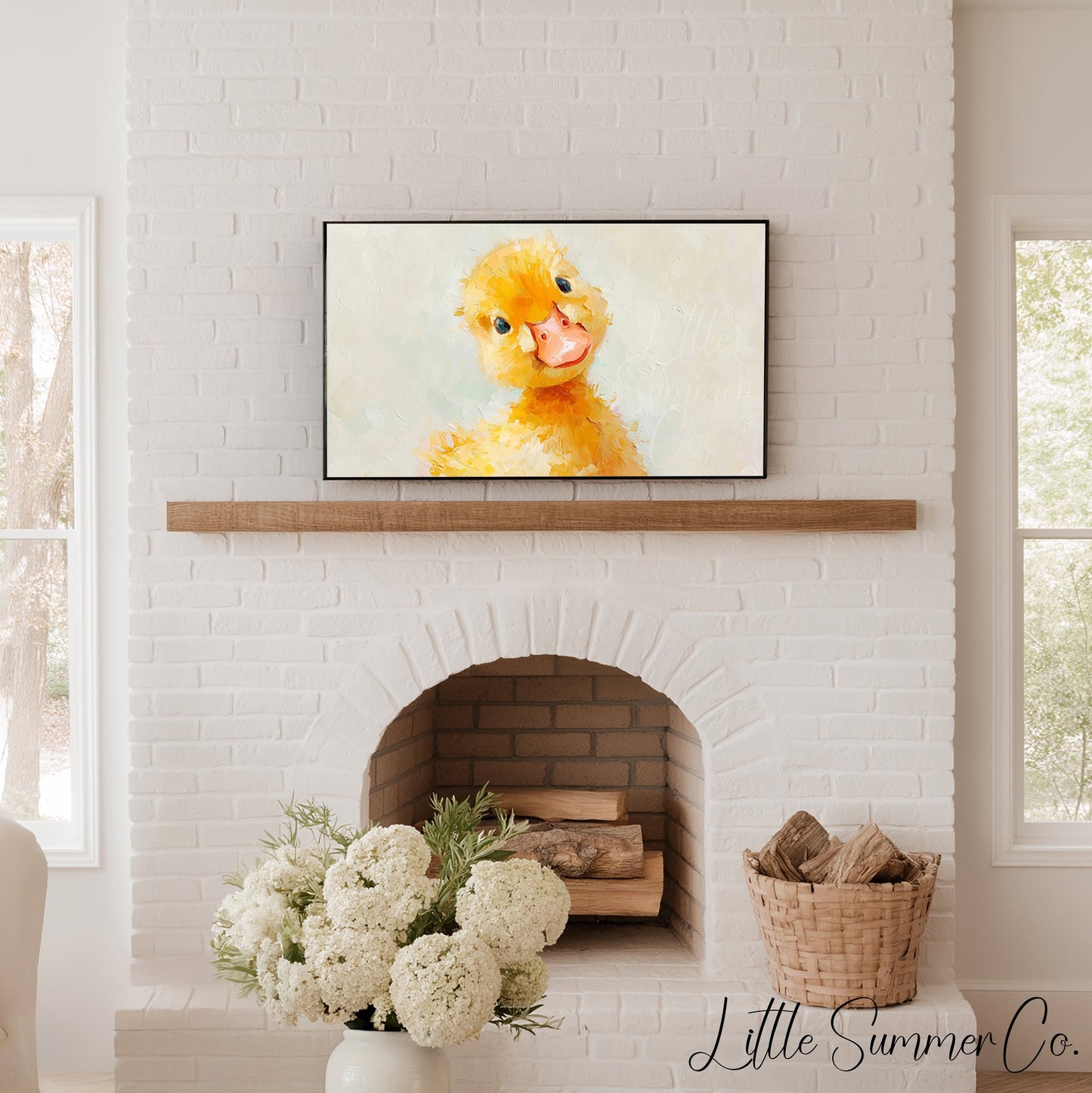 Baby Duckling Frame TV Art displayed on a TV