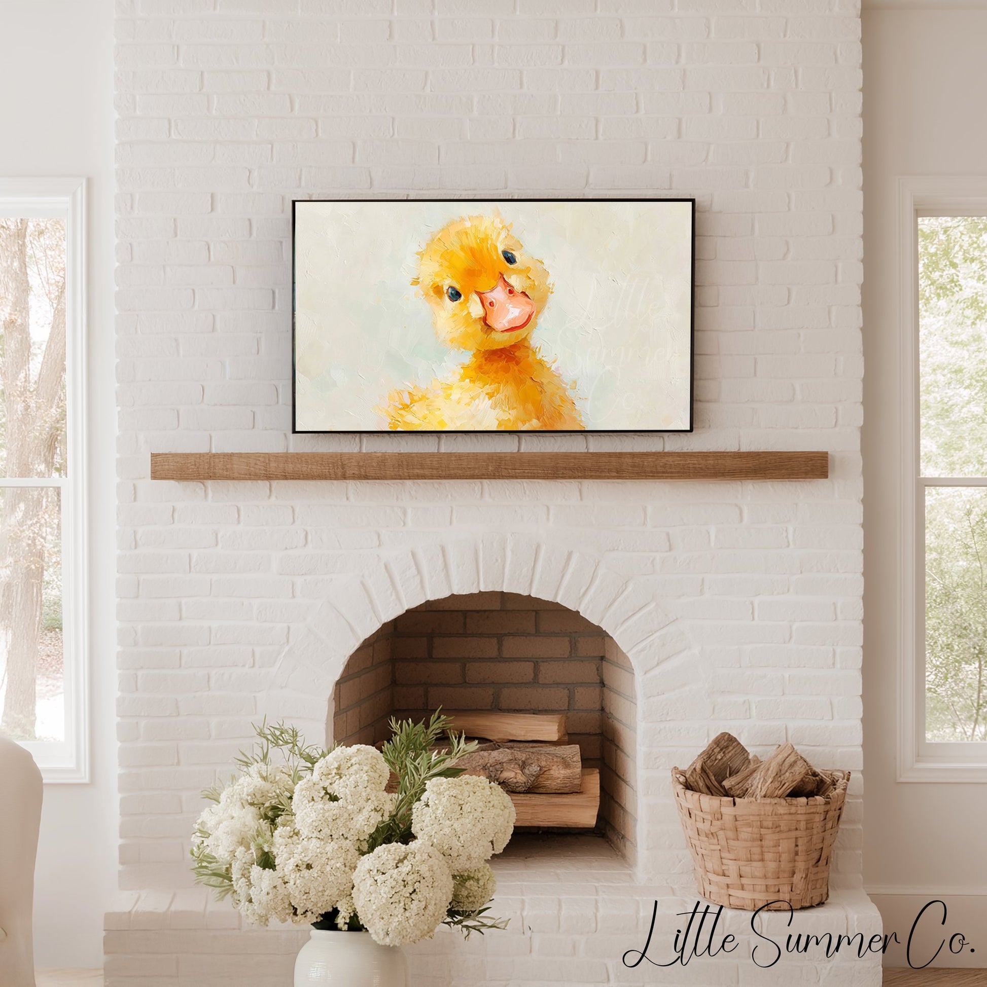 Baby Duckling Frame TV Art displayed on a TV