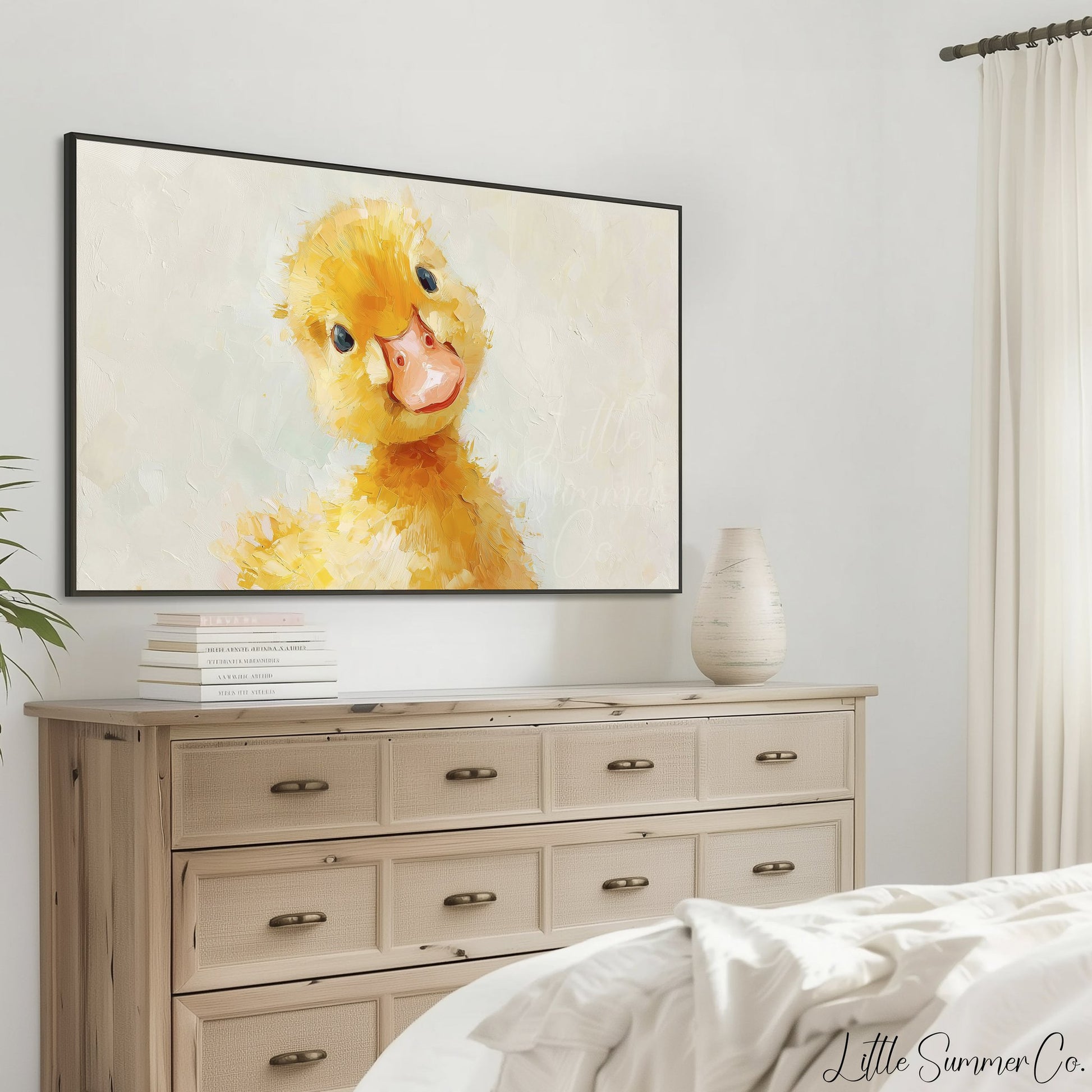Baby Duckling Frame TV Art displayed on a TV