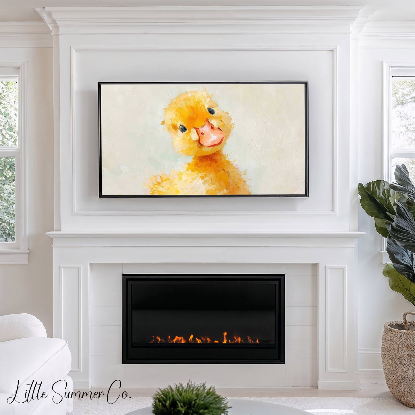 Baby Duckling Frame TV Art displayed on a TV