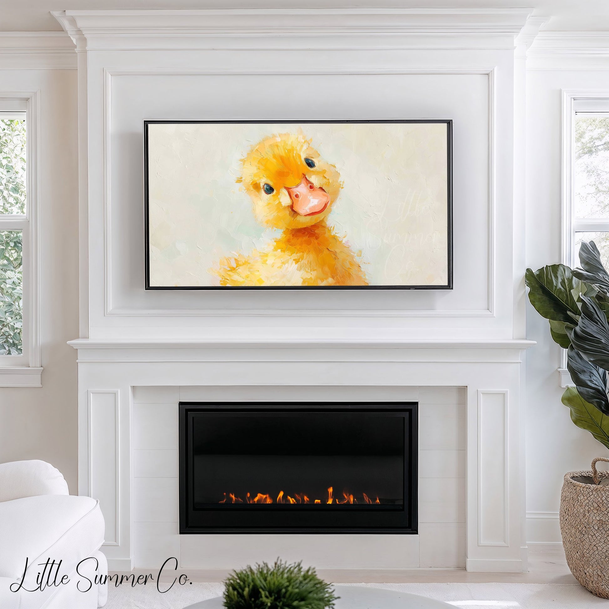 Baby Duckling Frame TV Art displayed on a TV