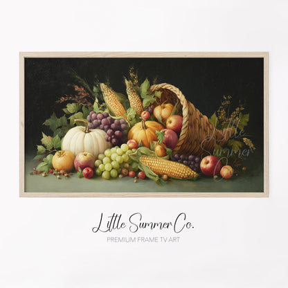 Harvest Cornucopia Frame TV Art displayed on a TV