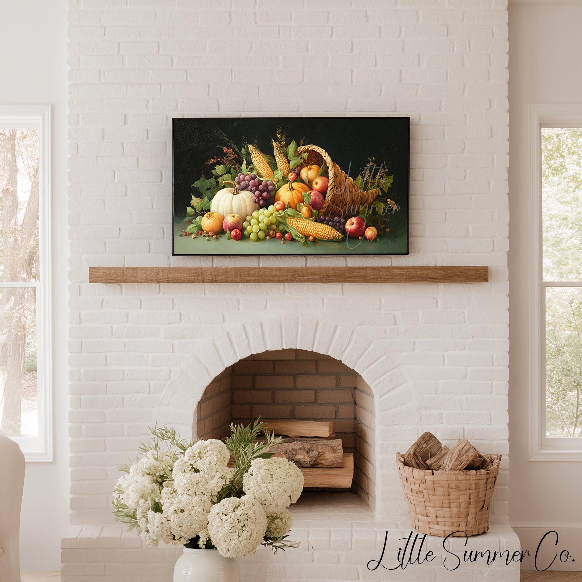 Harvest Cornucopia Frame TV Art displayed on a TV