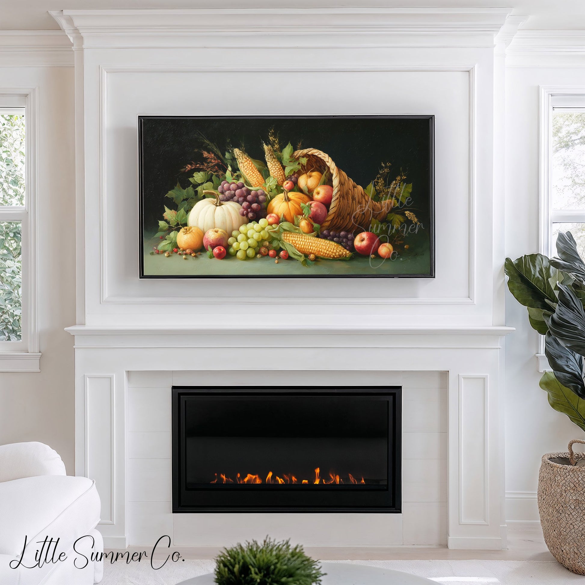 Harvest Cornucopia Frame TV Art displayed on a TV
