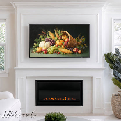 Harvest Cornucopia Frame TV Art displayed on a TV