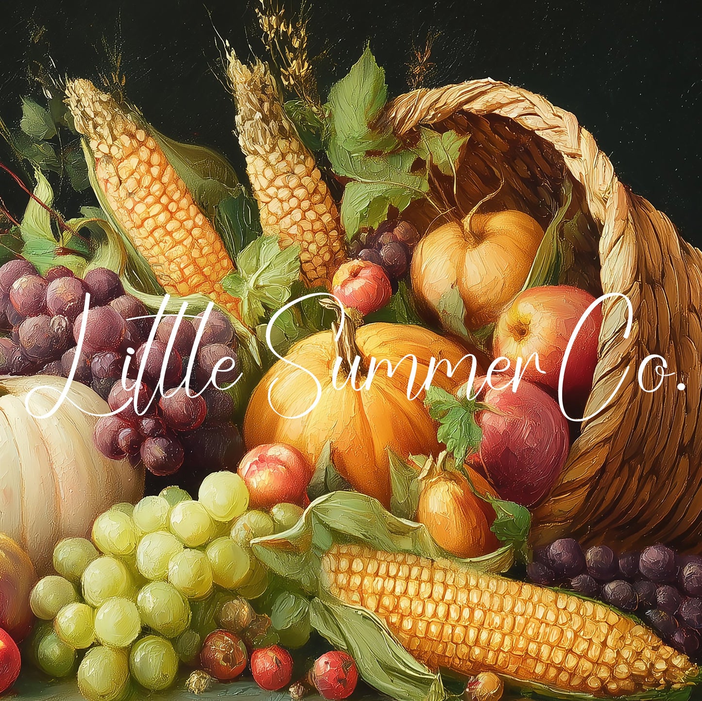Harvest Cornucopia Frame TV Art displayed on a TV