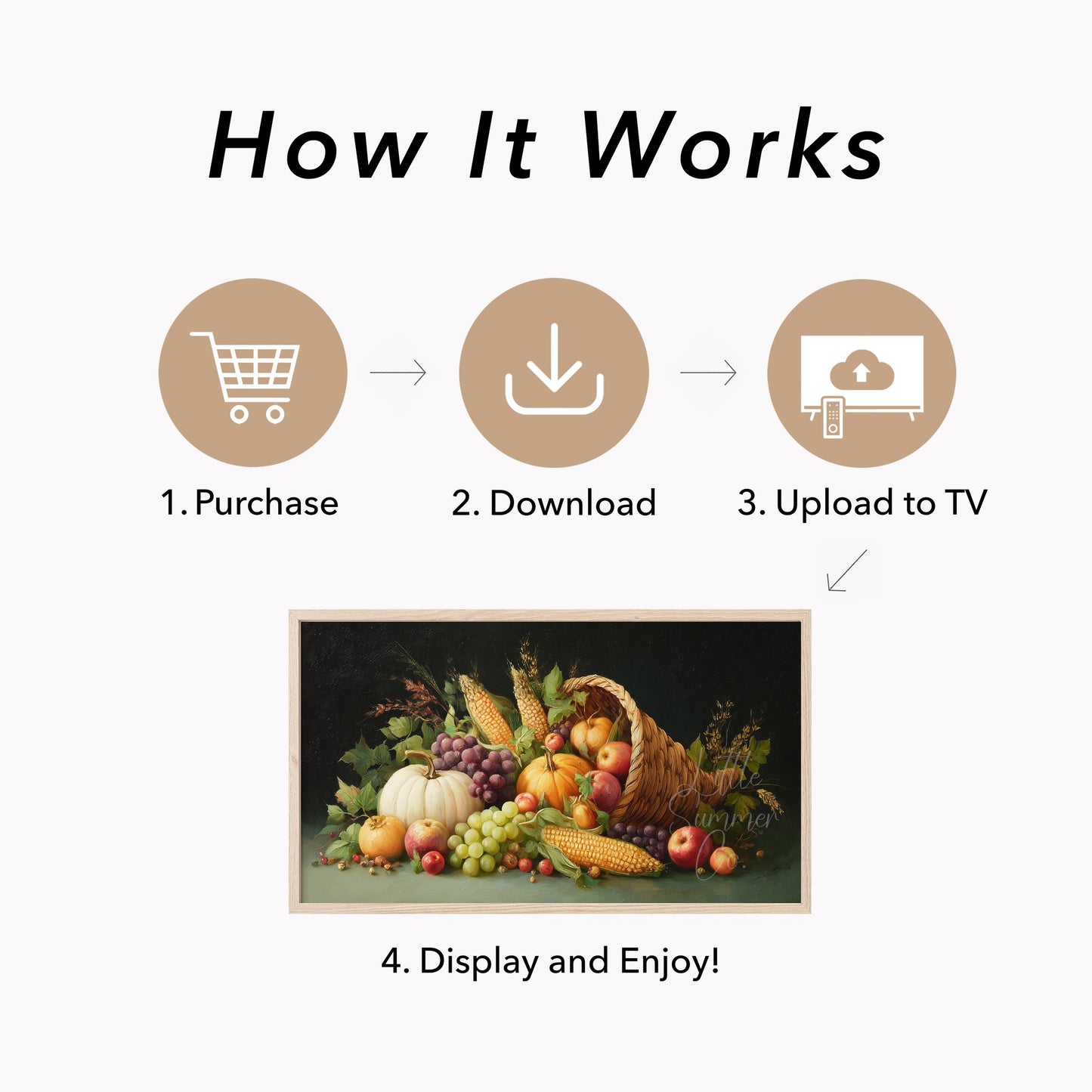 Harvest Cornucopia Frame TV Art displayed on a TV
