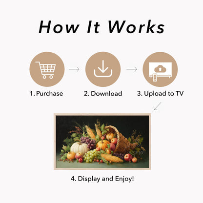 Harvest Cornucopia Frame TV Art displayed on a TV