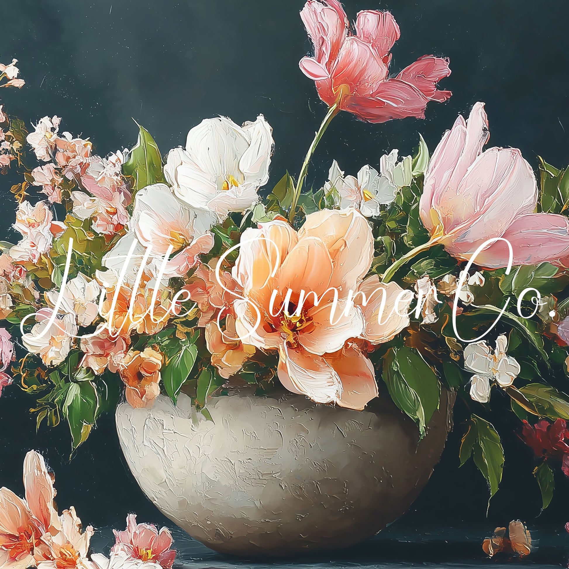 Tulips and Peonies in Bowl Frame TV Art displayed on a TV
