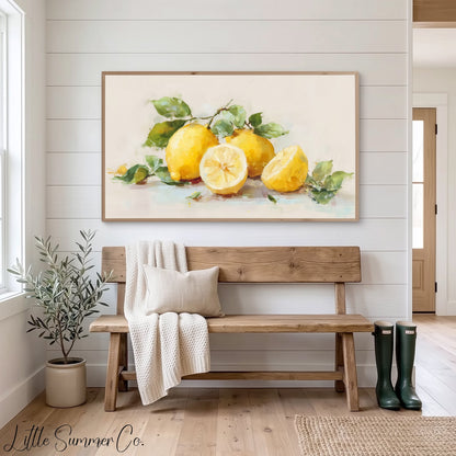 Lemons Frame TV Art displayed on a TV