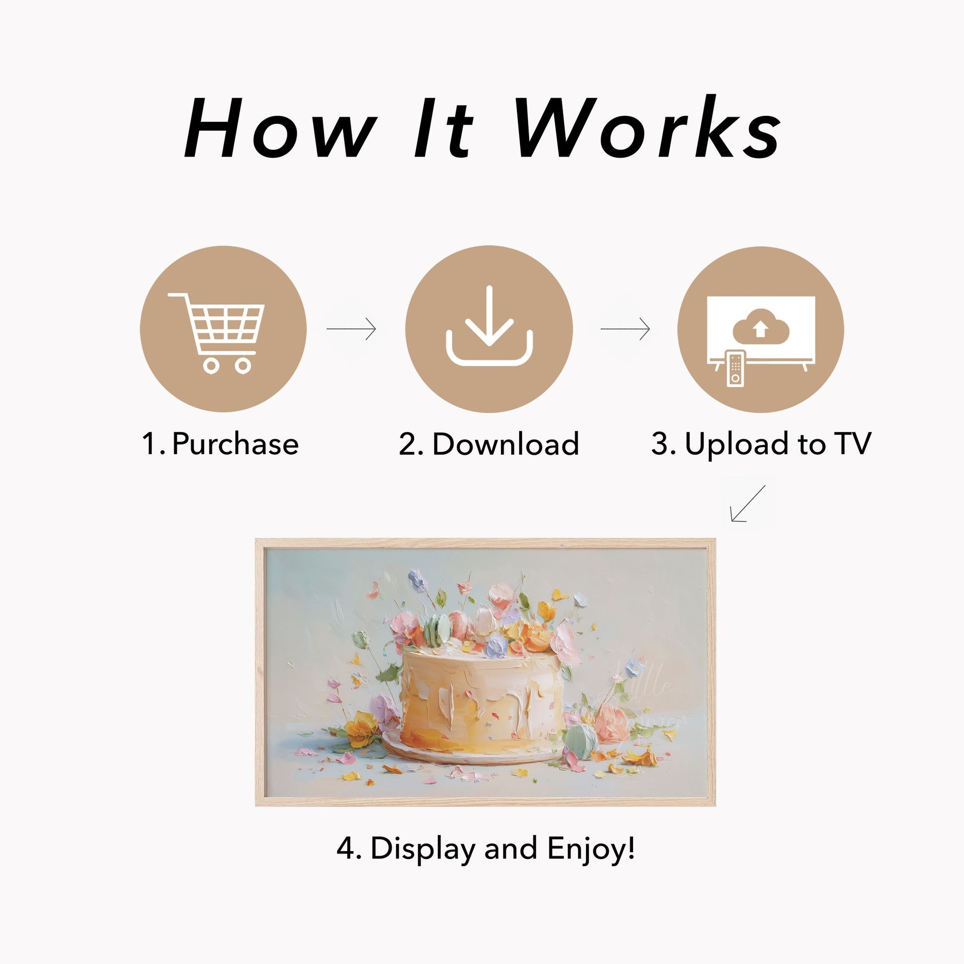 Celebration Cake with Flowers Frame TV Art displayed on a TV