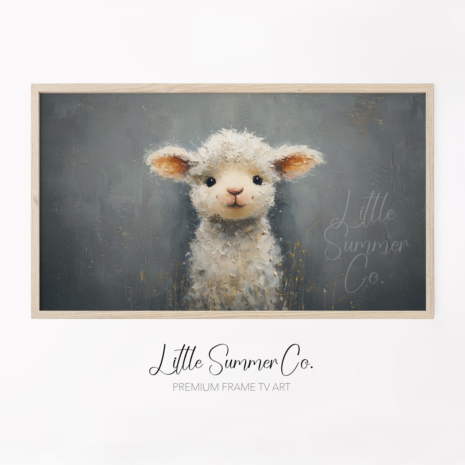 Fluffy Lamb Frame TV Art displayed on a TV