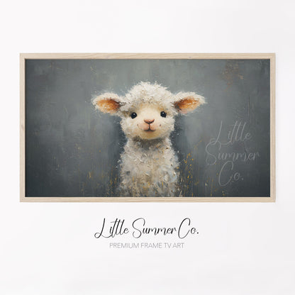 Fluffy Lamb Frame TV Art displayed on a TV