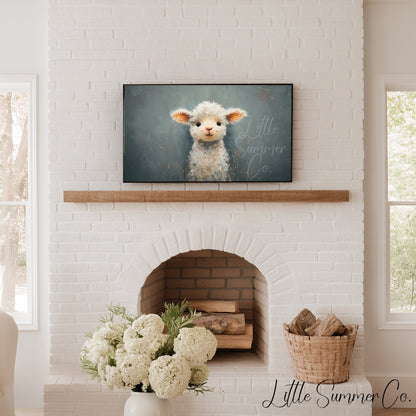 Fluffy Lamb Frame TV Art displayed on a TV