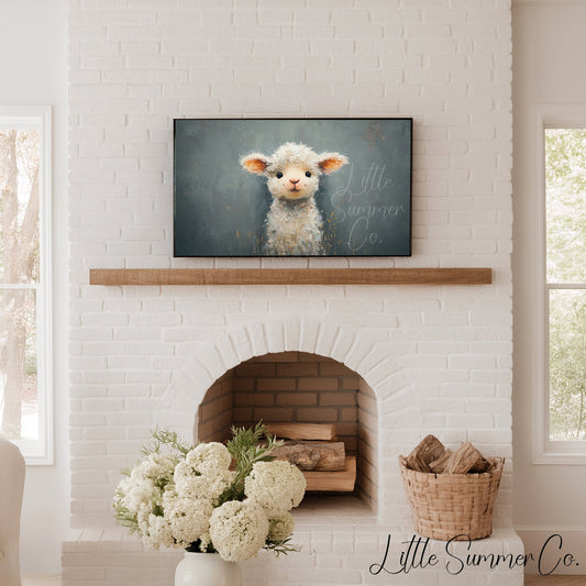 Fluffy Lamb Frame TV Art displayed on a TV