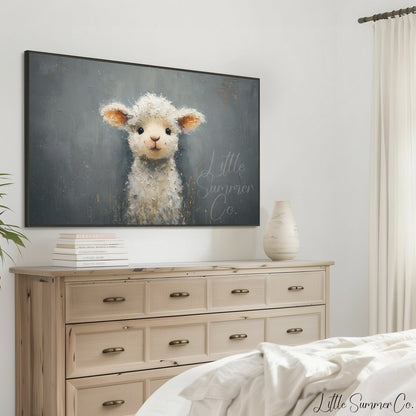 Fluffy Lamb Frame TV Art displayed on a TV