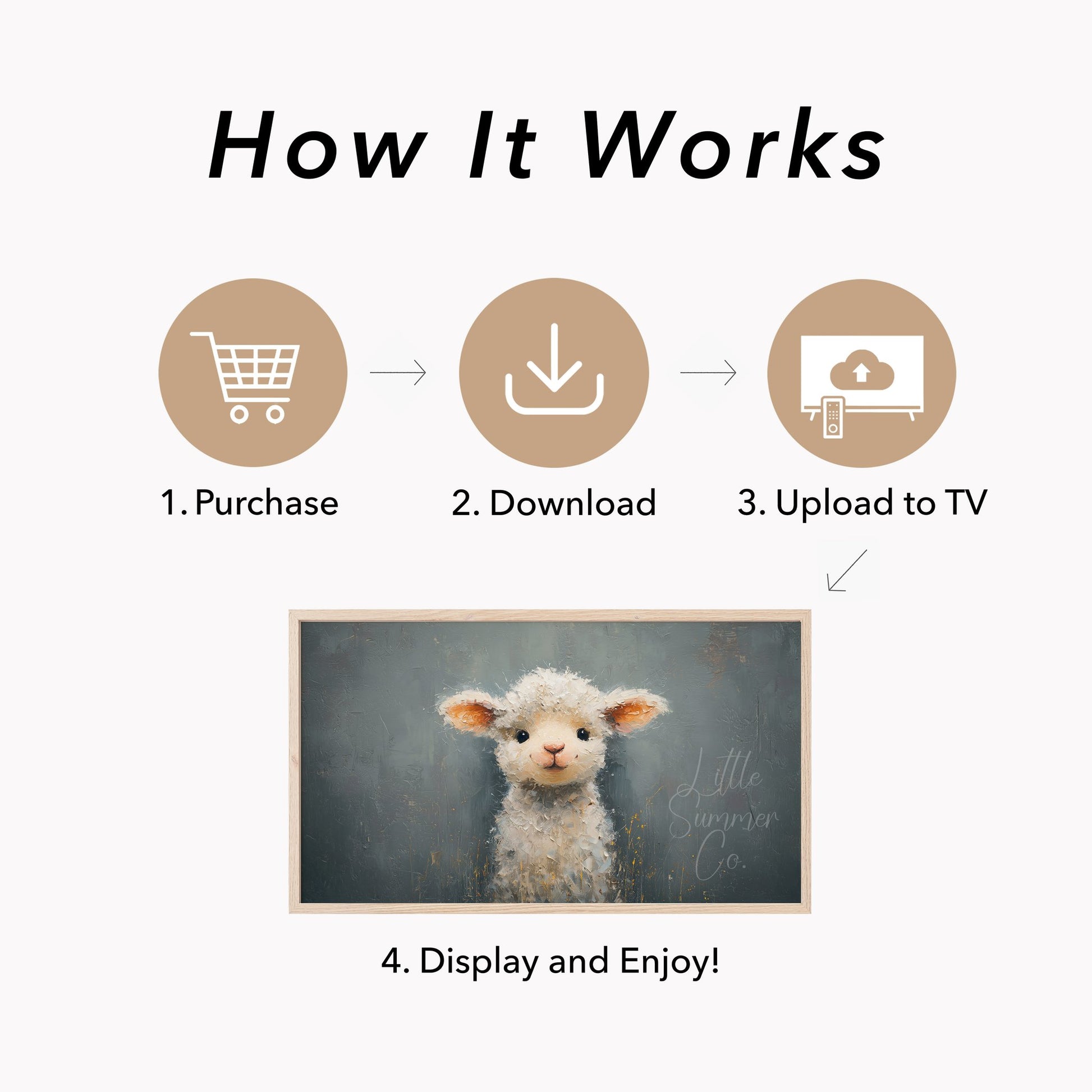 Fluffy Lamb Frame TV Art displayed on a TV