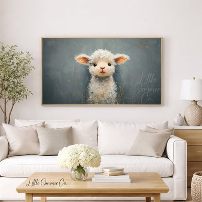 Fluffy Lamb Frame TV Art displayed on a TV