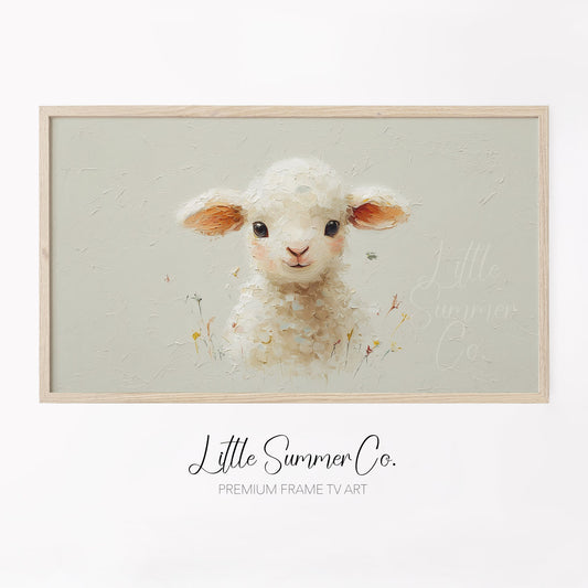 Baby Lamb Frame TV Art displayed on a TV
