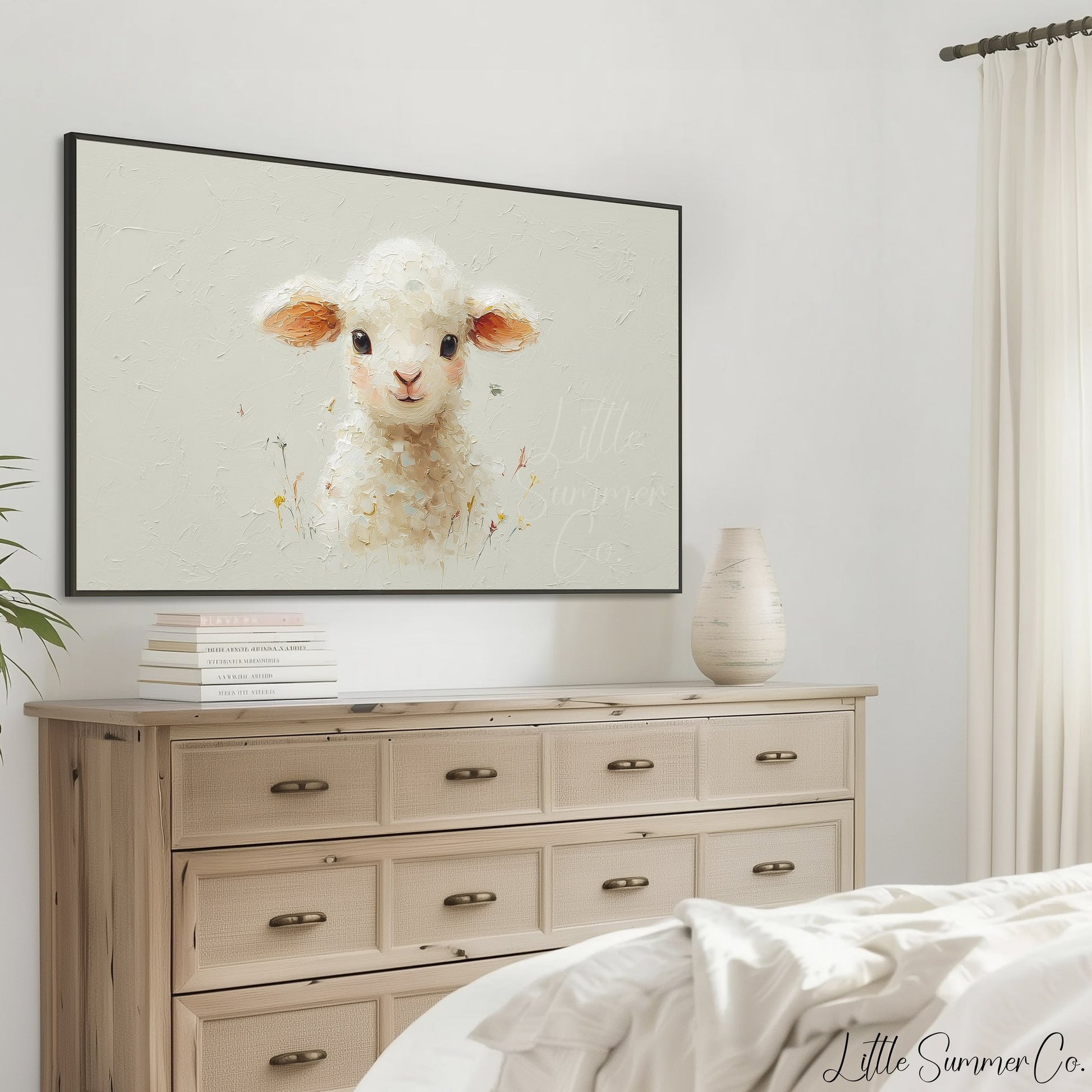 Baby Lamb Frame TV Art displayed on a TV