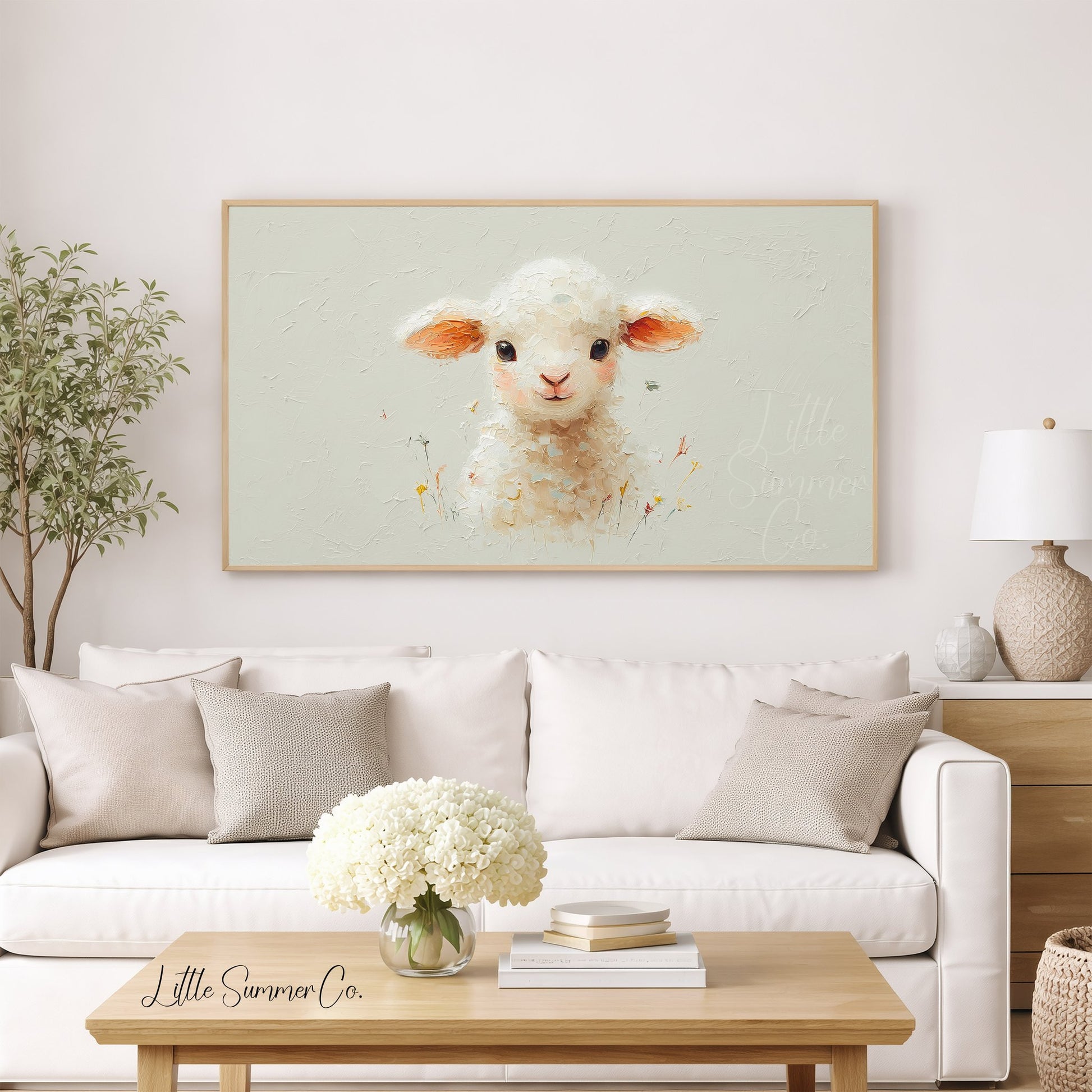 Baby Lamb Frame TV Art displayed on a TV