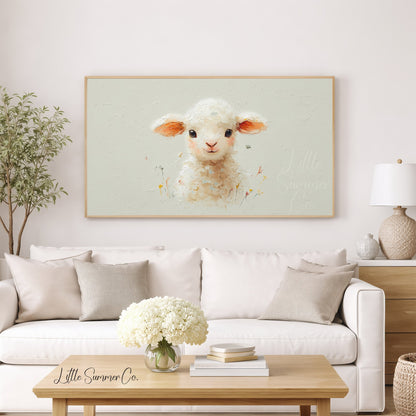 Baby Lamb Frame TV Art displayed on a TV