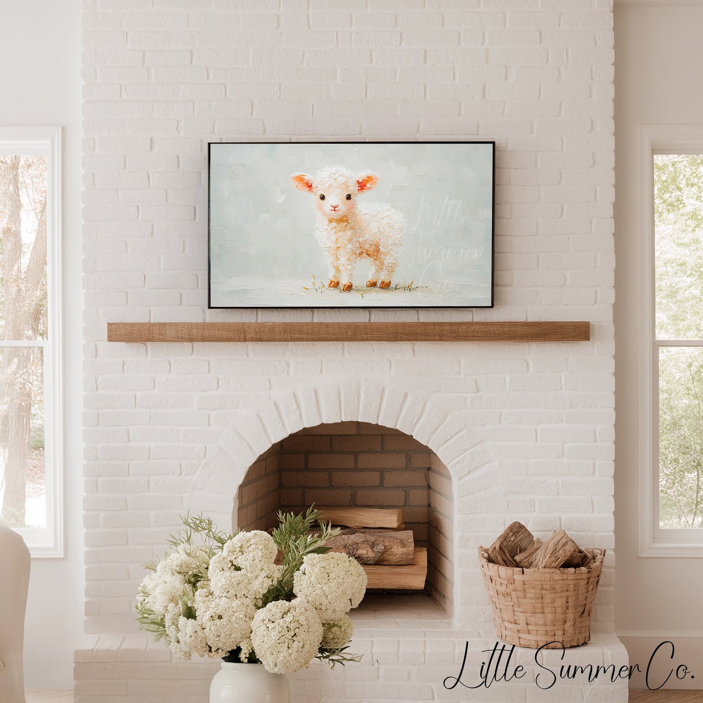 Cute Baby Lamb Frame TV Art displayed on a TV