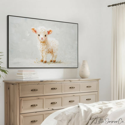 Cute Baby Lamb Frame TV Art displayed on a TV