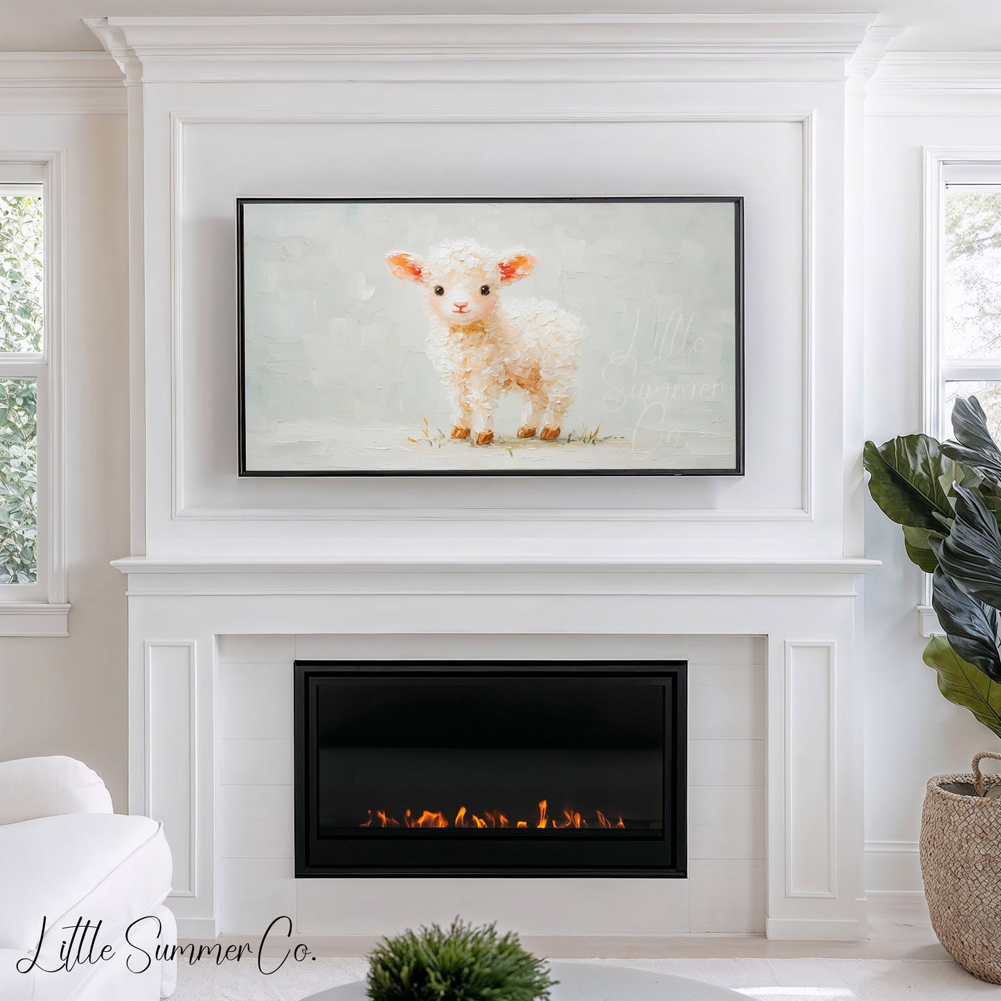 Cute Baby Lamb Frame TV Art displayed on a TV