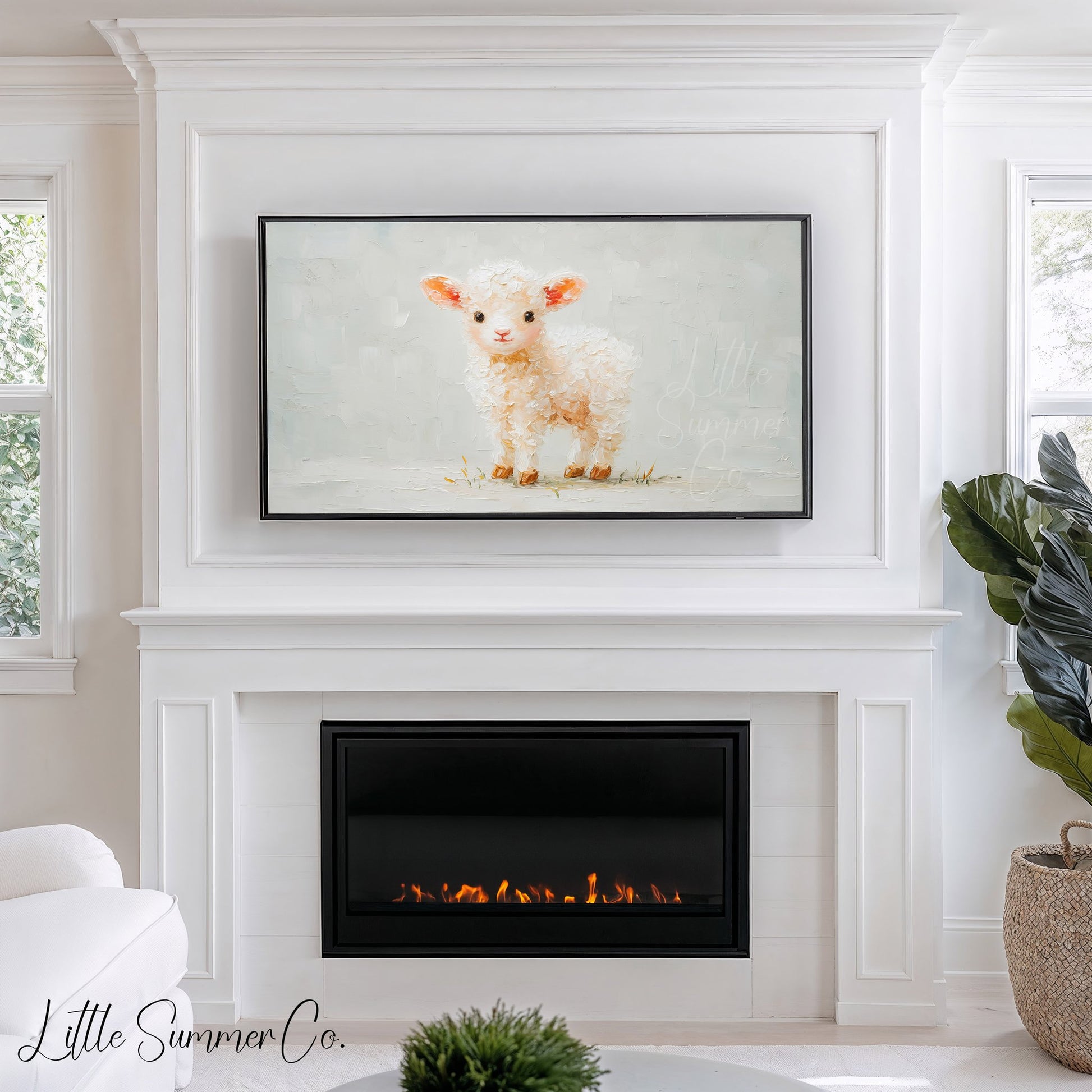 Cute Baby Lamb Frame TV Art displayed on a TV