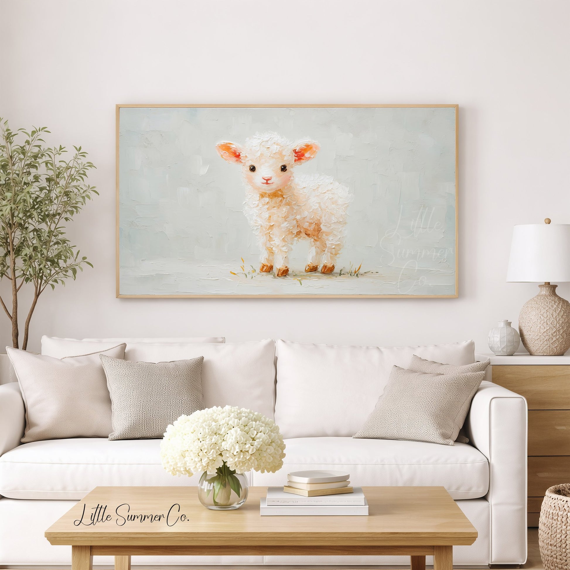 Cute Baby Lamb Frame TV Art displayed on a TV