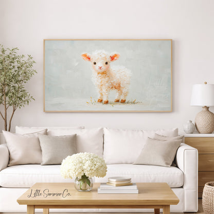 Cute Baby Lamb Frame TV Art displayed on a TV