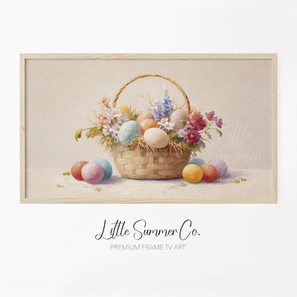 Easter Basket Pastel Frame TV Art displayed on a TV