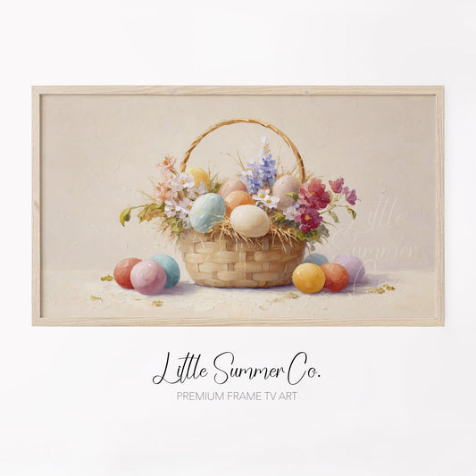 Easter Basket Pastel Frame TV Art displayed on a TV