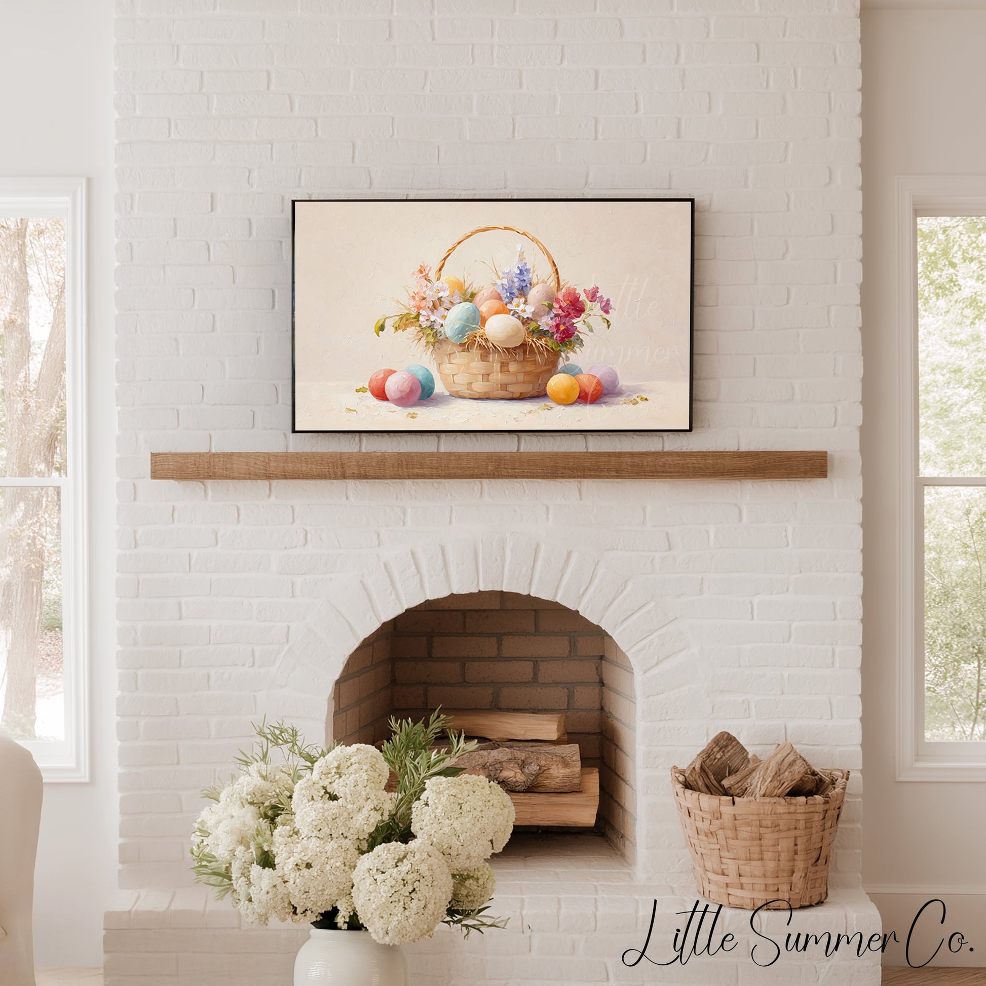 Easter Basket Pastel Frame TV Art displayed on a TV