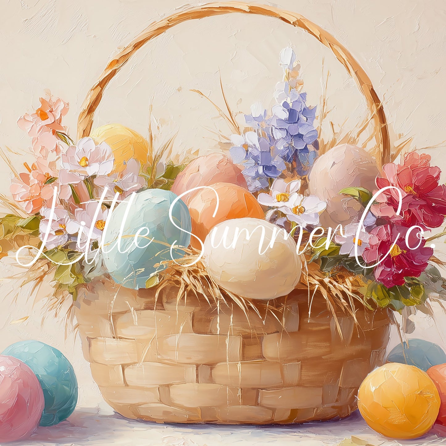 Easter Basket Pastel Frame TV Art displayed on a TV