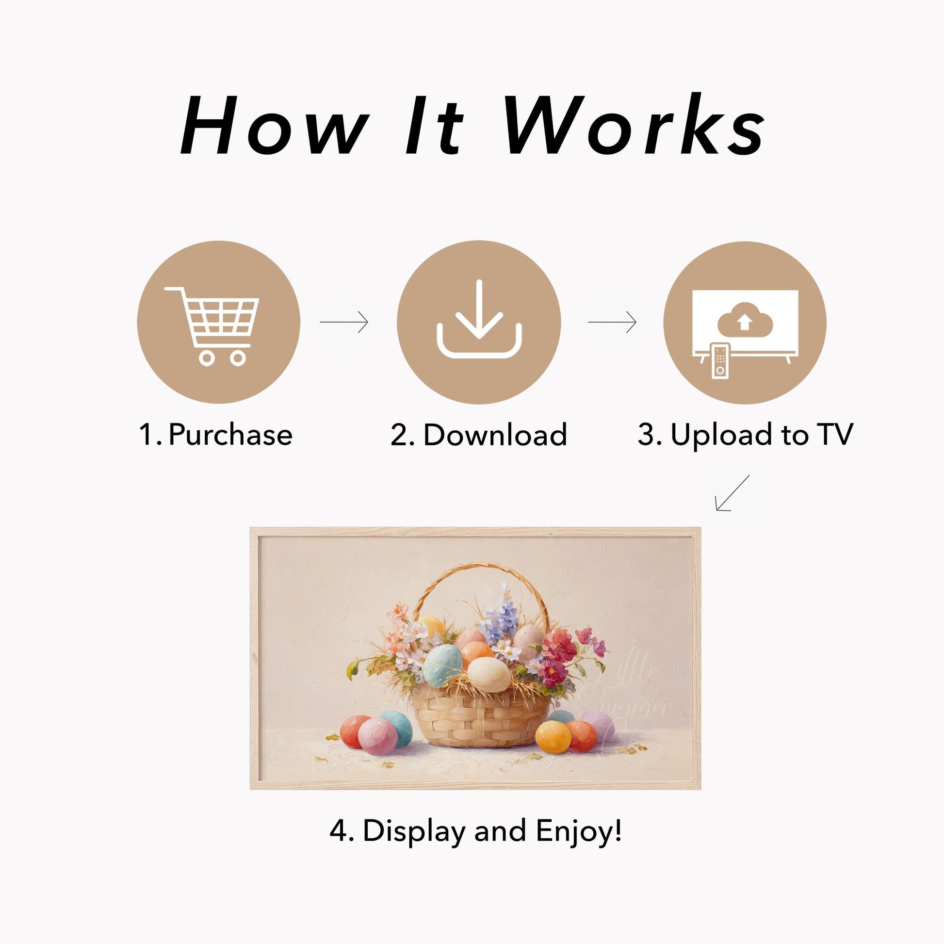 Easter Basket Pastel Frame TV Art displayed on a TV