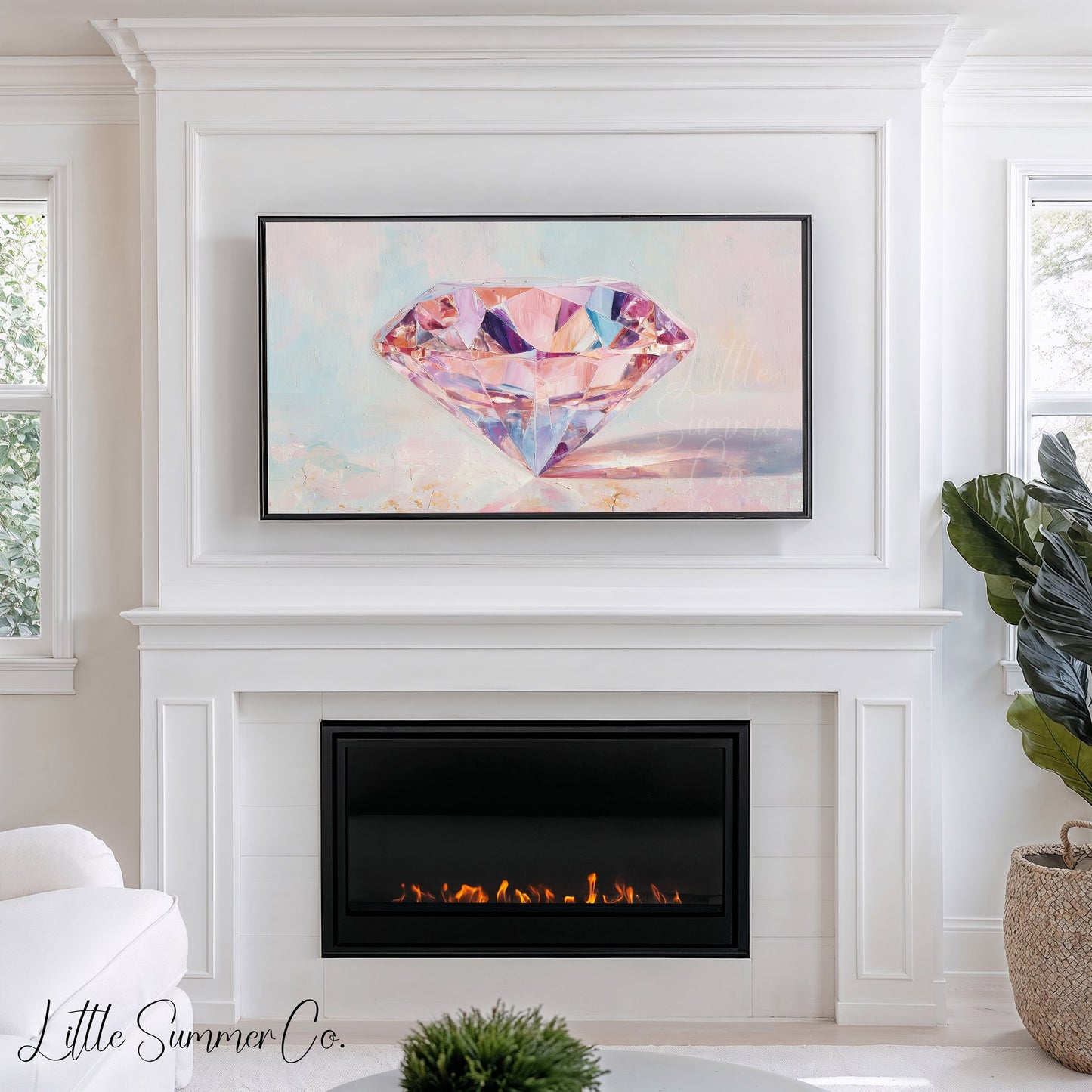 Pink Diamond Frame TV Art displayed on a TV