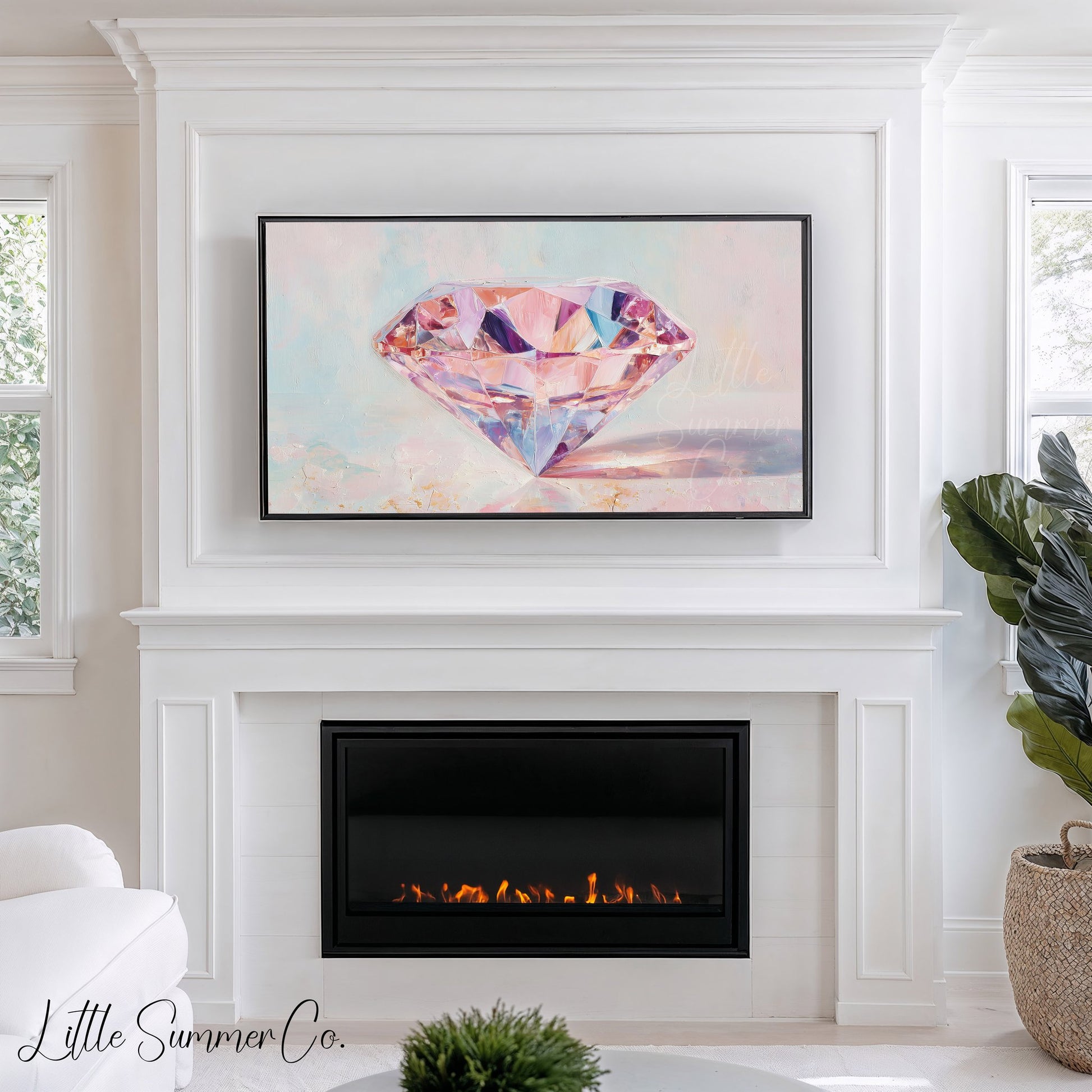 Pink Diamond Frame TV Art displayed on a TV