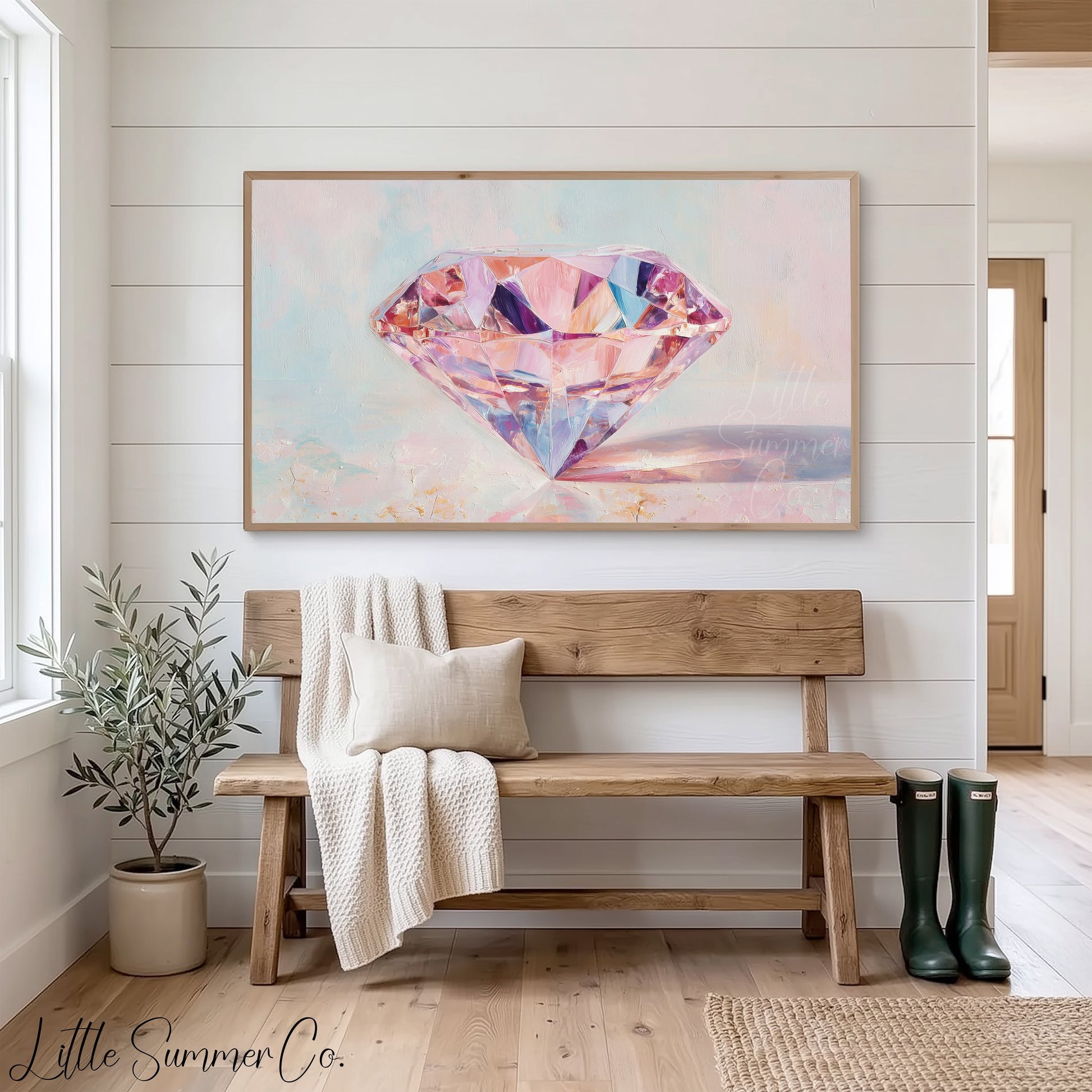 Pink Diamond Frame TV Art displayed on a TV