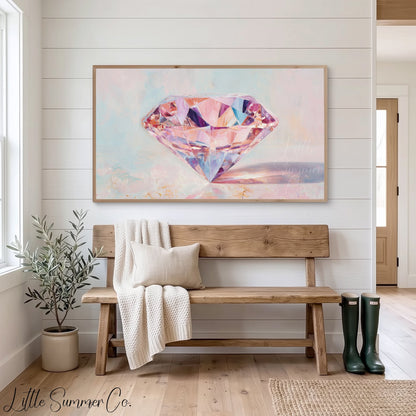 Pink Diamond Frame TV Art displayed on a TV
