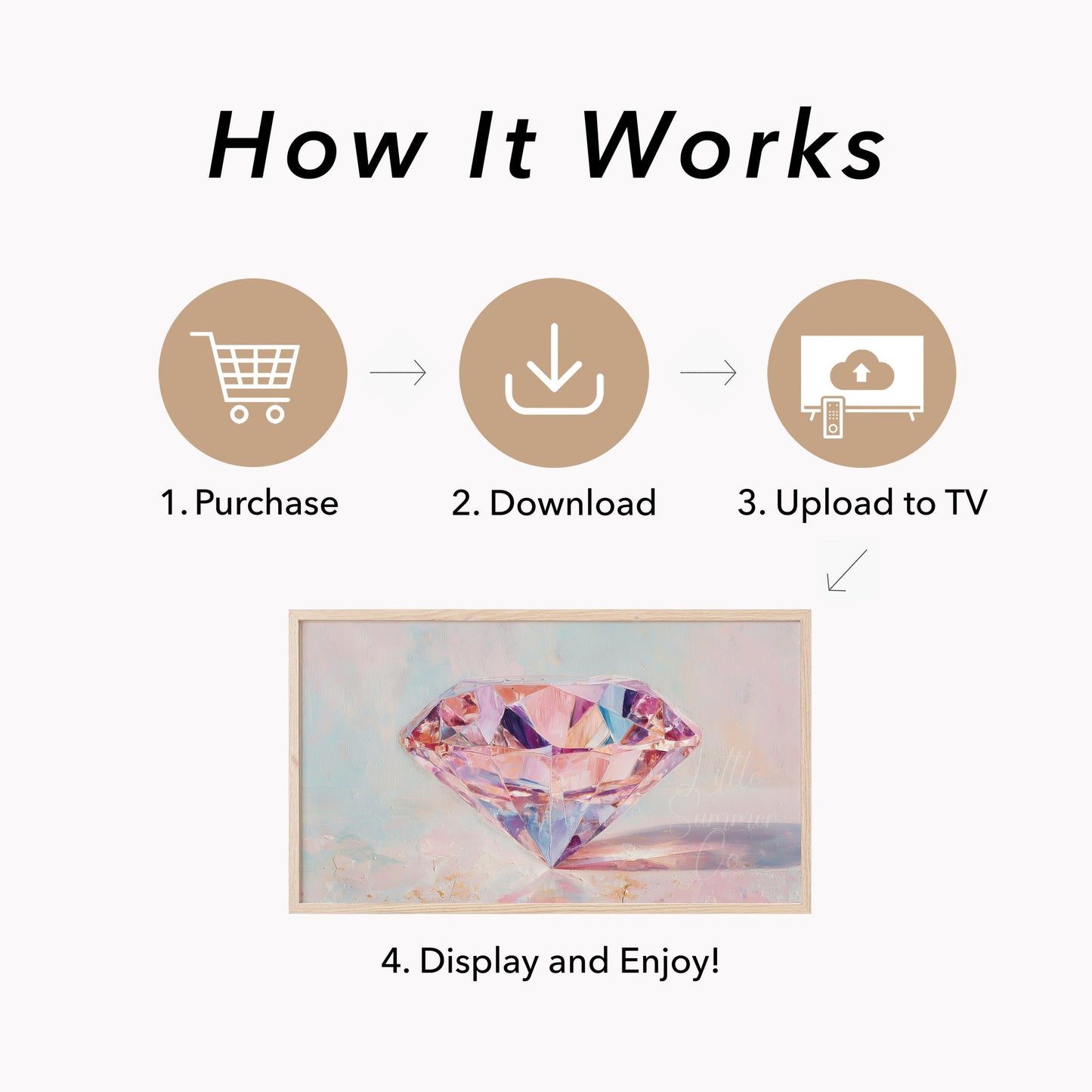 Pink Diamond Frame TV Art displayed on a TV