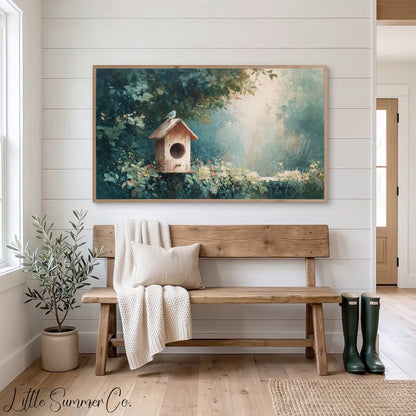 Birdhouse Frame TV Art displayed on a TV
