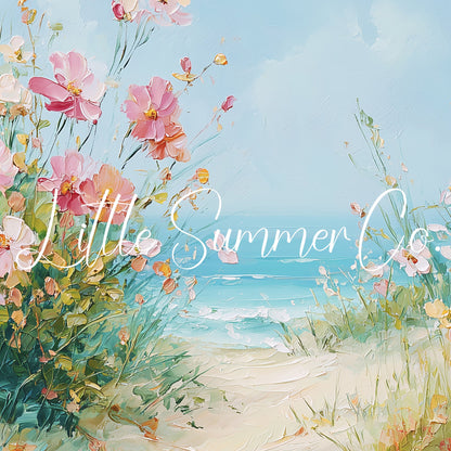 Coastal Wildflowers Beach Path Frame TV Art displayed on a TV