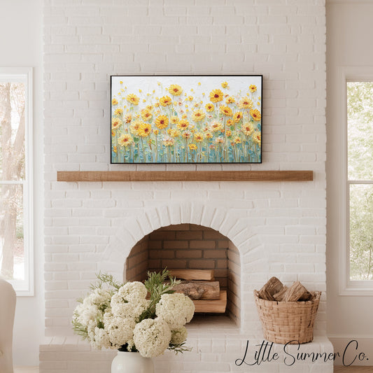 Yellow Daisy Flowers Frame TV Art displayed on a TV