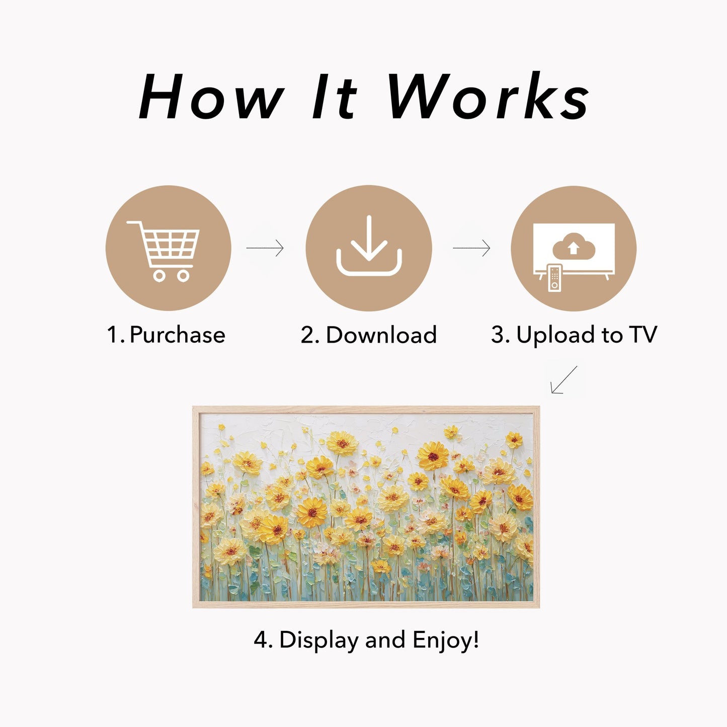 Yellow Daisy Flowers Frame TV Art displayed on a TV