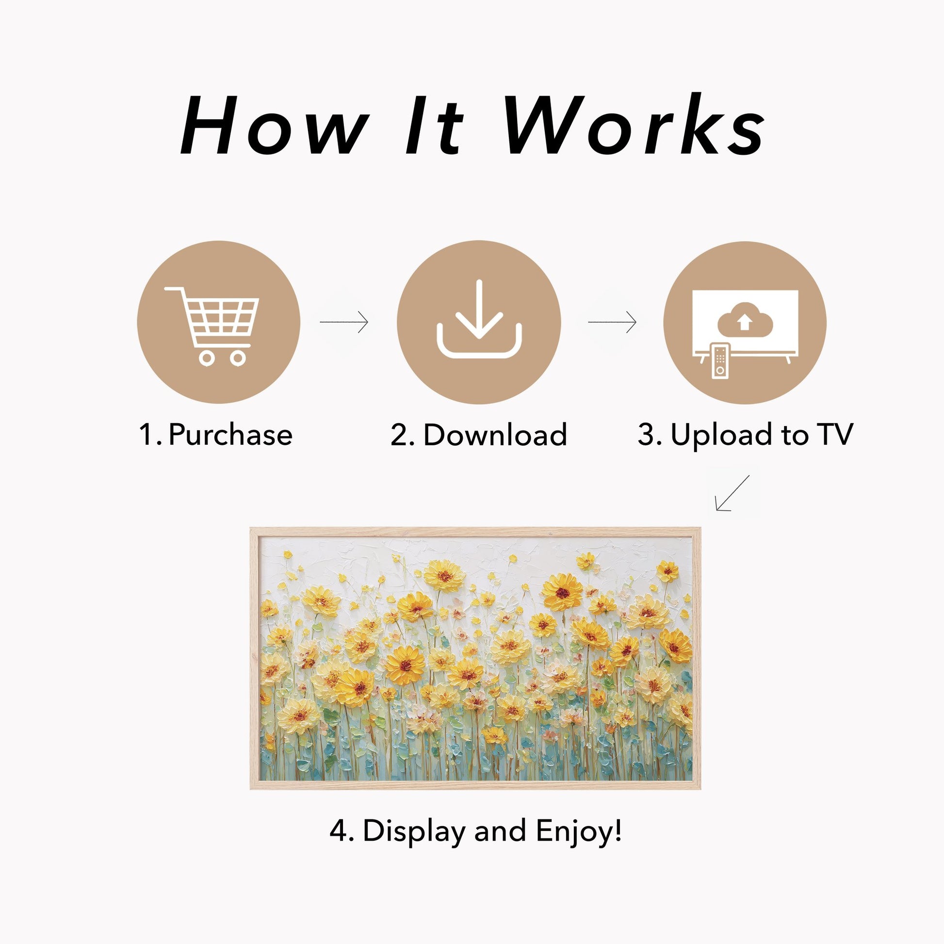 Yellow Daisy Flowers Frame TV Art displayed on a TV