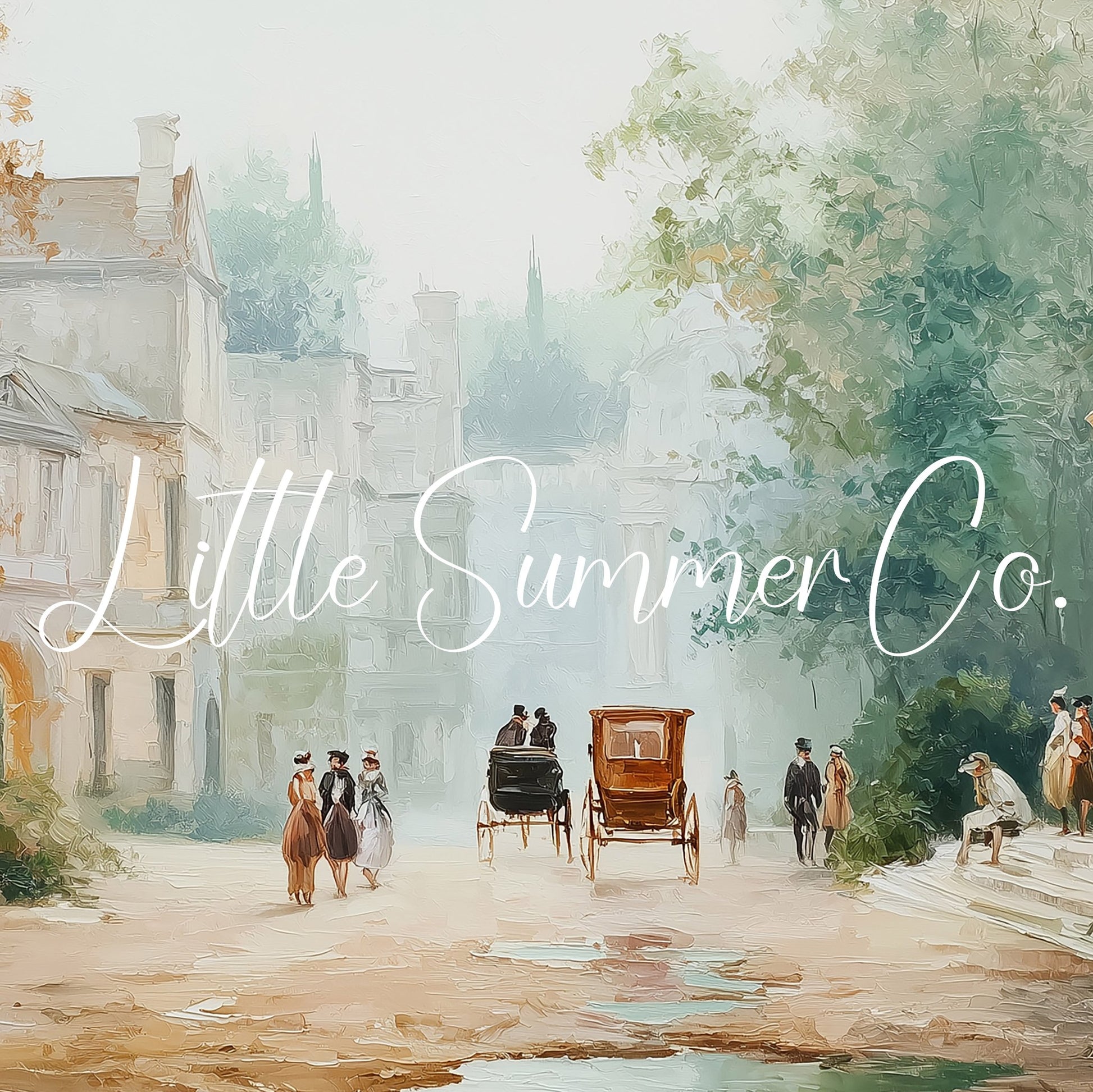 Regency Era Village Street Scene Frame TV Art displayed on a TV