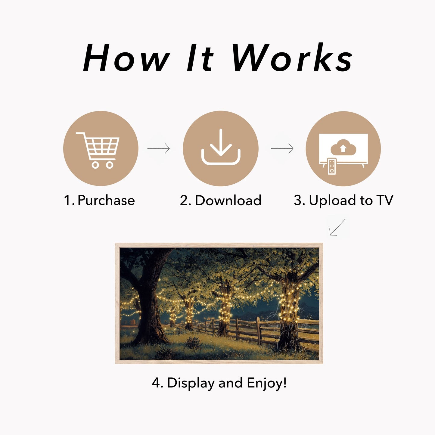Trees with Fairy Lights Frame TV Art displayed on a TV